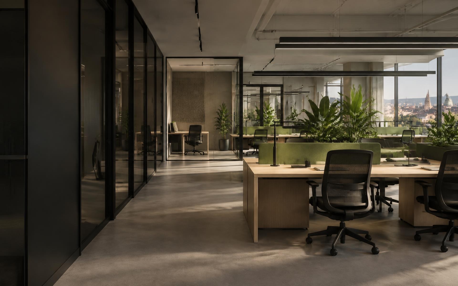 Inside KREA DISTRICT: private offices and shared area